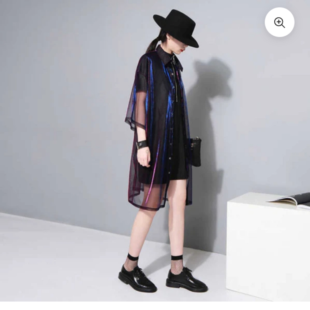 Color shift sheer t shirt dress